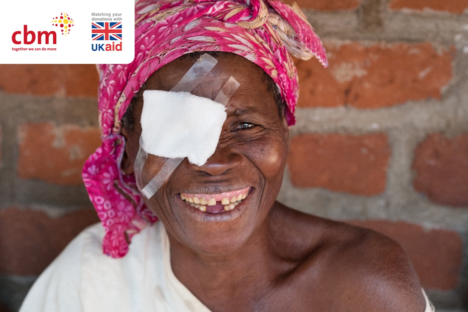 CBM campaign image for 'See The Way'  appeal featuring smiling woman who has recently undergone eye treatment