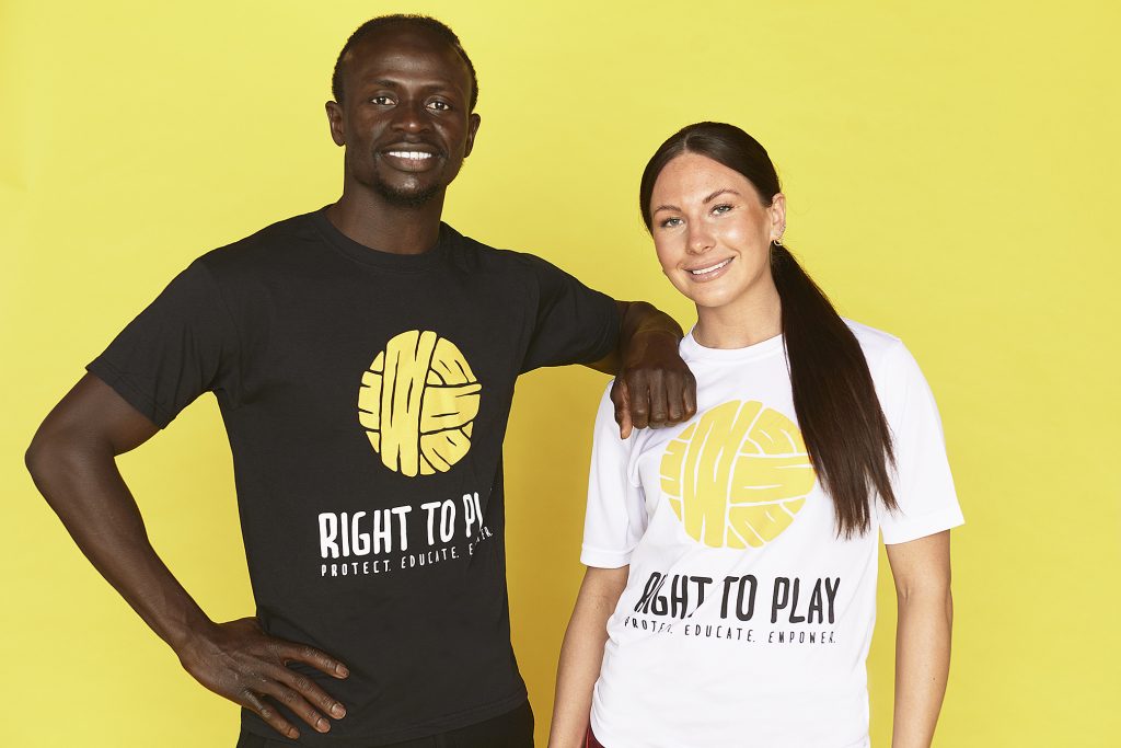 Right To Play ambassadors Sadio Mané and Leighanne Robe. Photo credit: Right To Play