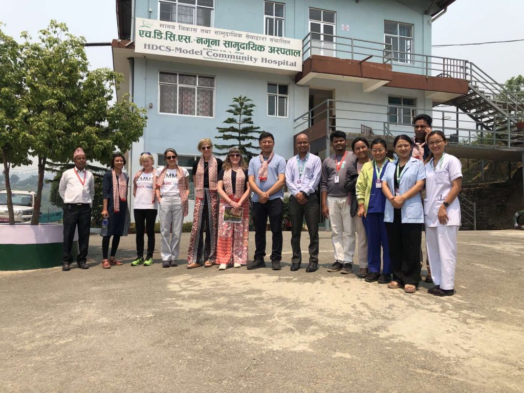 A group of people stood outside a hospital in Nepal